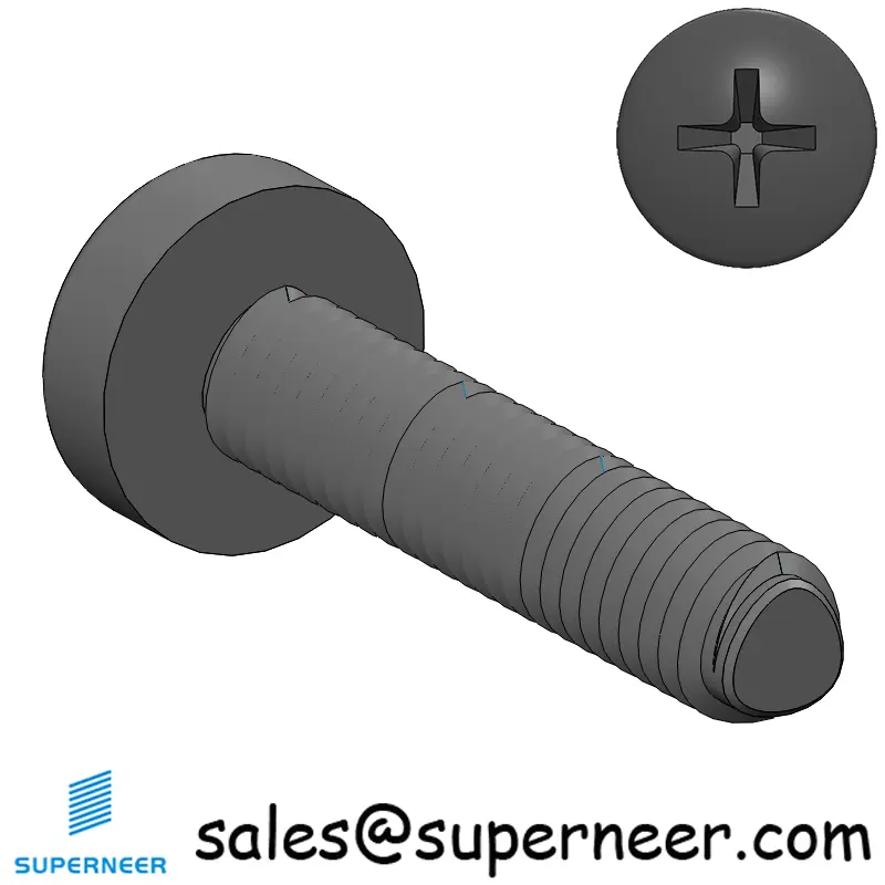 M2.5 × 12mm Pan Head Phillips-Square Thread Forming Screws for Metal Steel Black