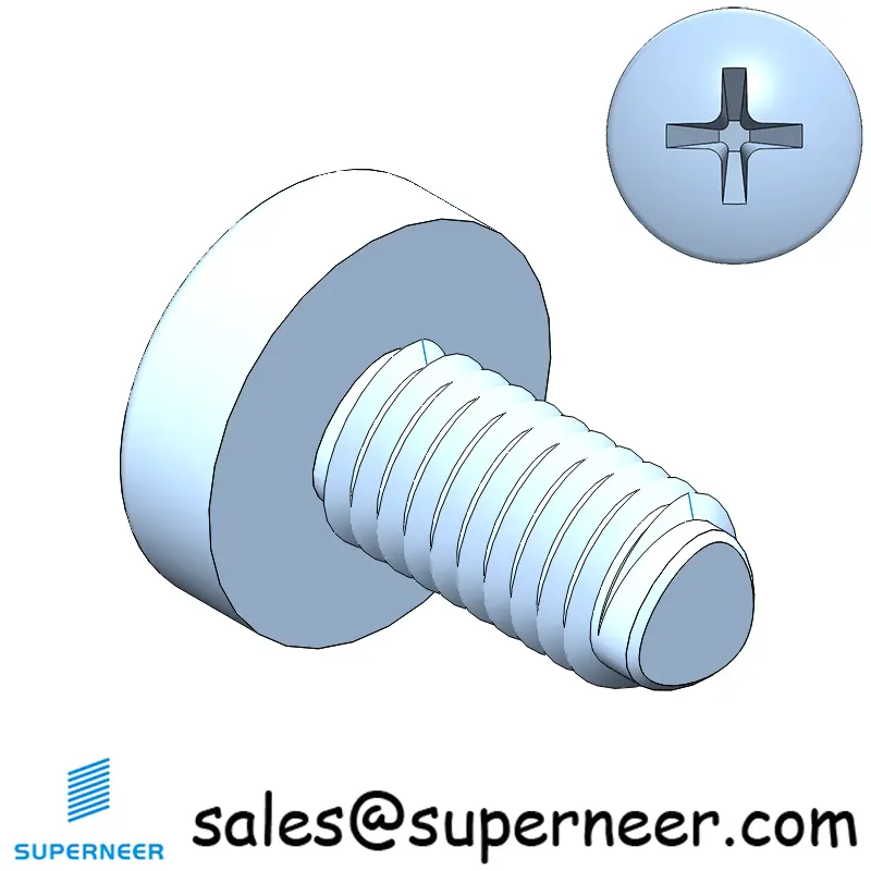 M3 × 6mm Pan Head Phillips-Square Thread Forming Screws for Metal Steel Blue Zinc Plated