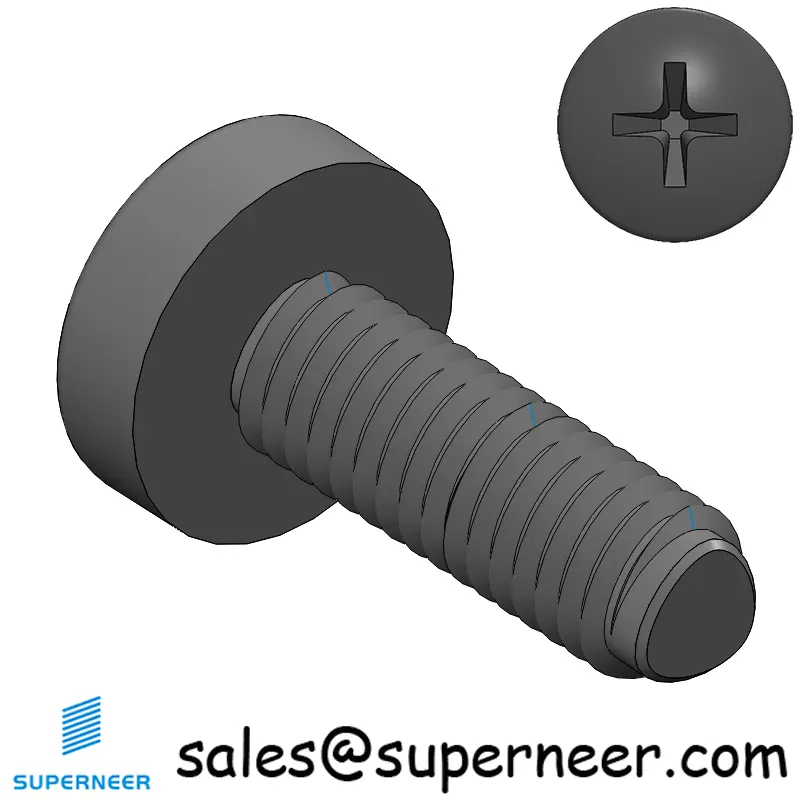 M3 × 9mm Pan Head Phillips-Square Thread Forming Screws for Metal Steel Black