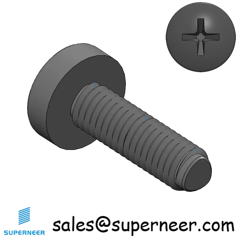 M3 × 10mm Pan Head Phillips-Square Thread Forming Screws for Metal Steel Black