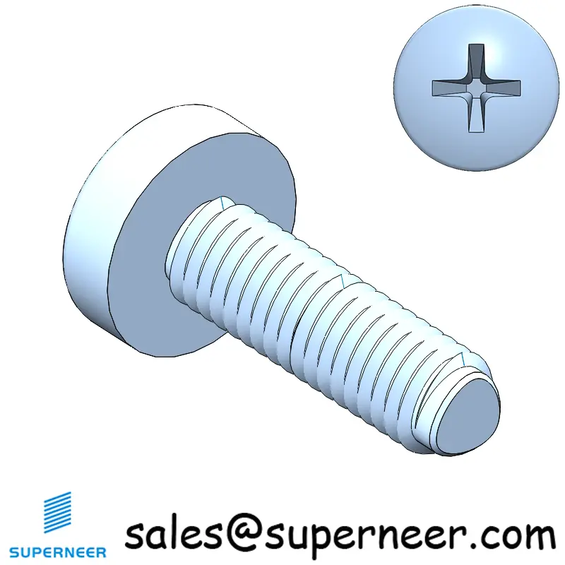 M3 × 10mm Pan Head Phillips-Square Thread Forming Screws for Metal Steel Blue Zinc Plated
