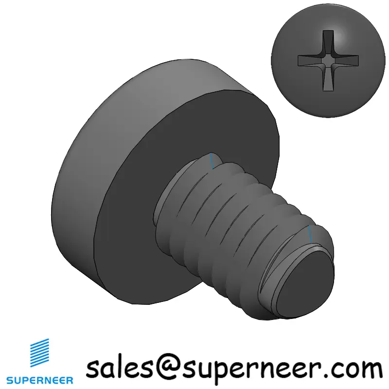 M4 × 6mm Pan Head Phillips-Square Thread Forming Screws for Metal Steel Black