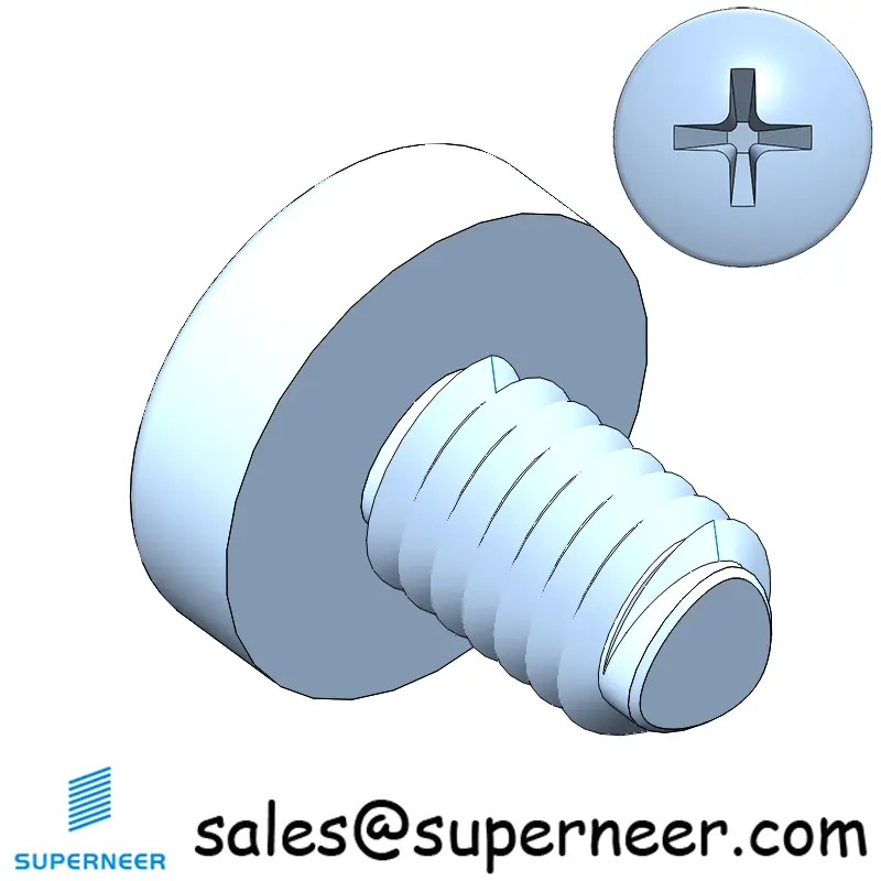 M4 × 6mm Pan Head Phillips-Square Thread Forming Screws for Metal Steel Blue Zinc Plated