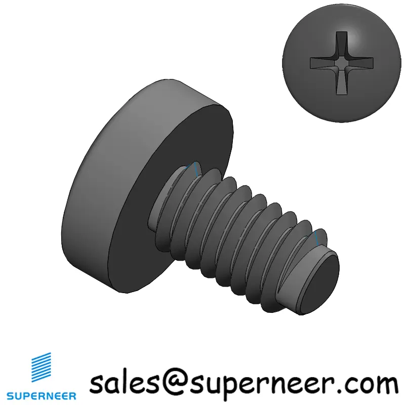 M4 × 7mm Pan Head Phillips-Square Thread Forming Screws for Metal Steel Black