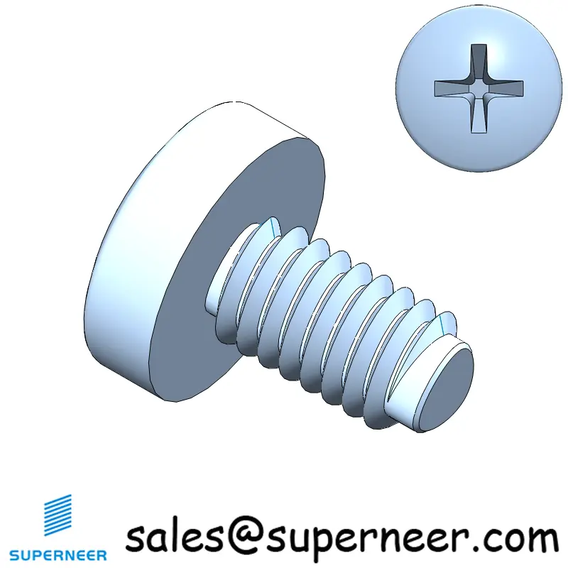 M4 × 7mm Pan Head Phillips-Square Thread Forming Screws for Metal Steel Blue Zinc Plated