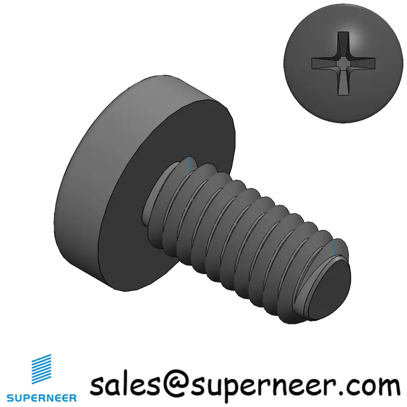 M4 × 8mm Pan Head Phillips-Square Thread Forming Screws for Metal Steel Black