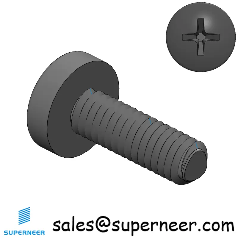 M4 × 12mm Pan Head Phillips-Square Thread Forming Screws for Metal Steel Black