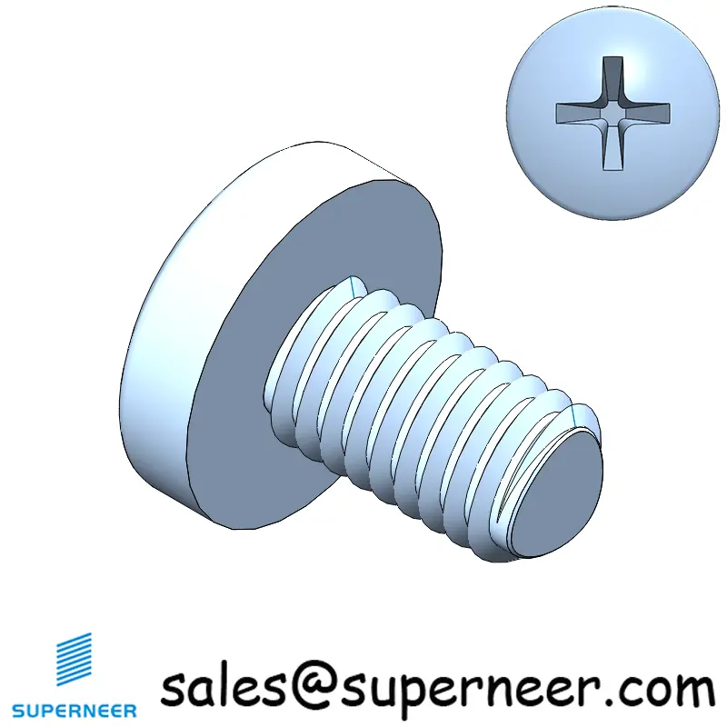 M6 × 10mm Pan Head Phillips-Square Thread Forming Screws for Metal Steel Blue Zinc Plated