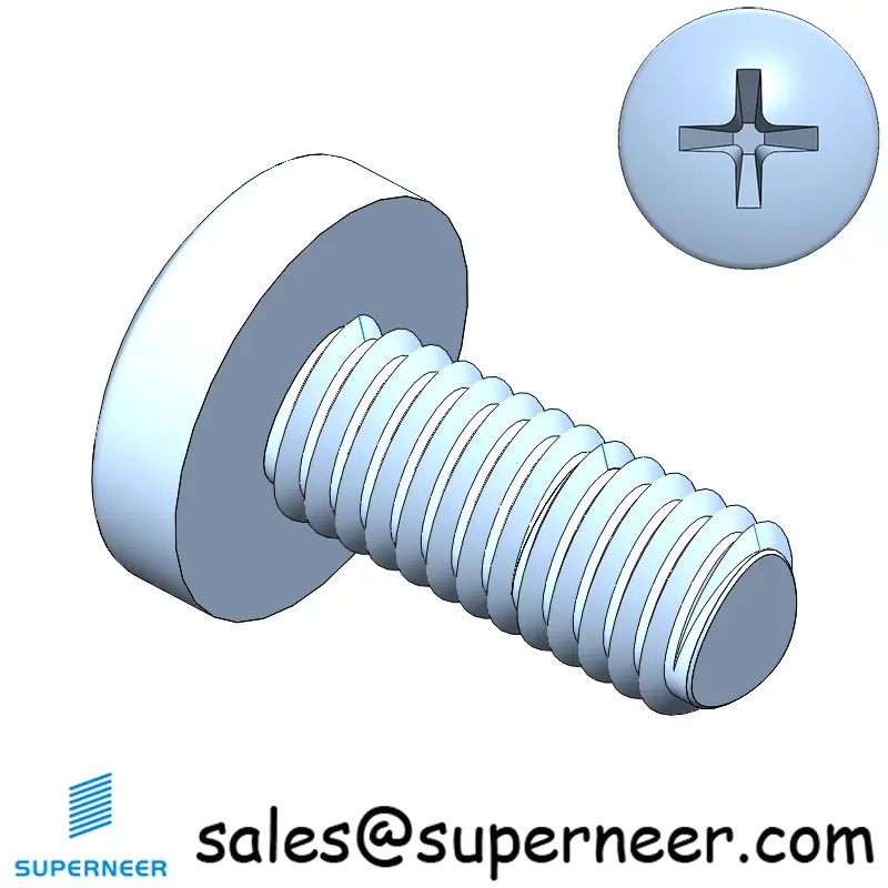 M6 × 14mm Pan Head Phillips-Square Thread Forming Screws for Metal Steel Blue Zinc Plated
