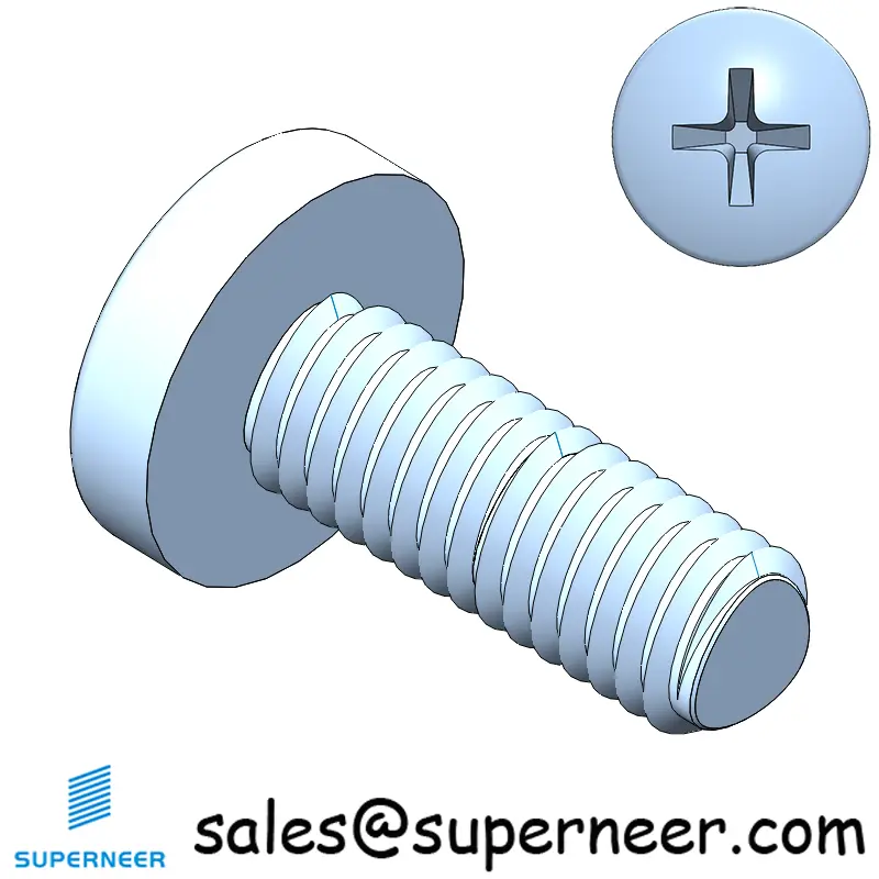 M6 × 16mm Pan Head Phillips-Square Thread Forming Screws for Metal Steel Blue Zinc Plated