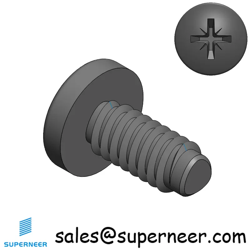 2-56 × 3/16 Pan Head Pozi Thread Forming  Screws for Metal  Steel Black