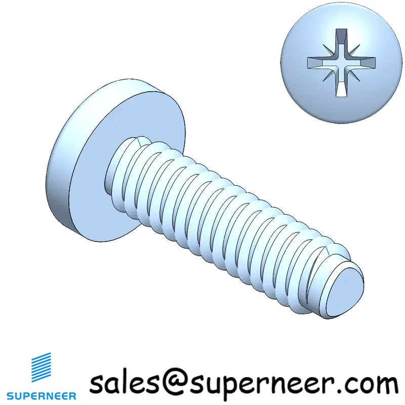 2-56 × 5/16 Pan Head Pozi Thread Forming  Screws for Metal  Steel Blue Zinc Plated