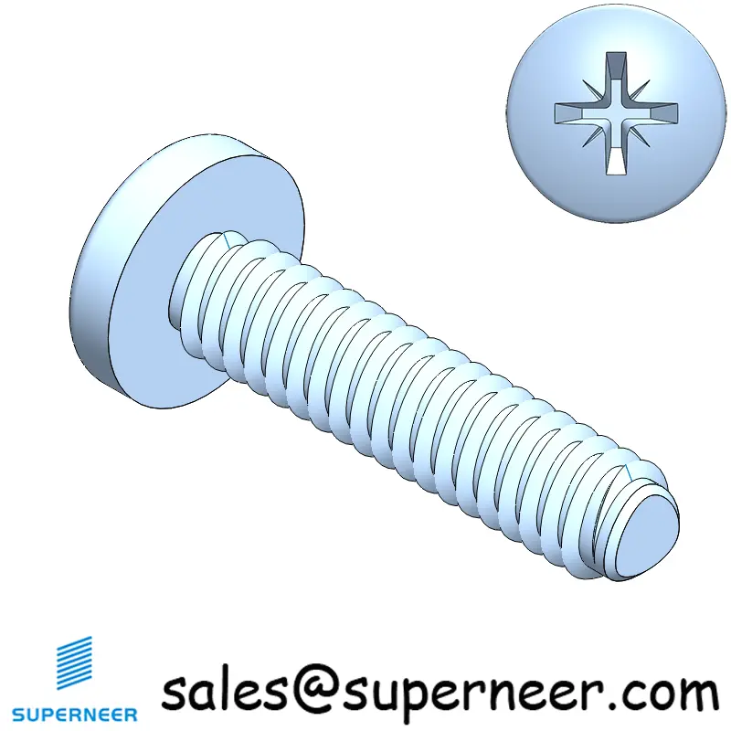 2-56 × 3/8 Pan Head Pozi Thread Forming  Screws for Metal  Steel Blue Zinc Plated