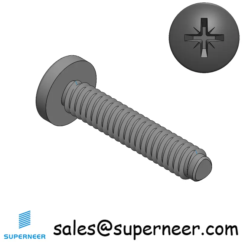 2-56 × 7/16 Pan Head Pozi Thread Forming  Screws for Metal  Steel Black
