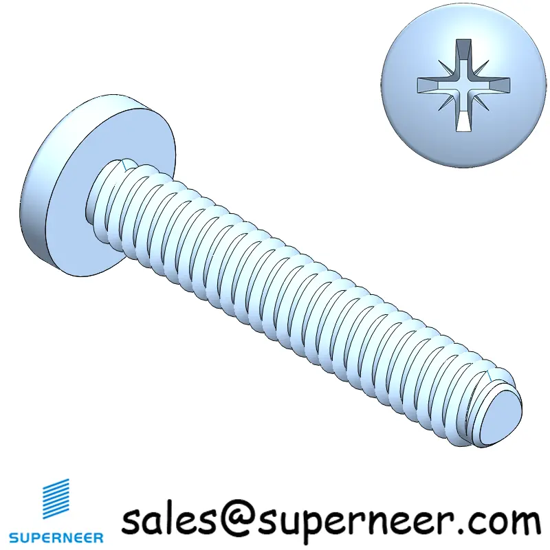 2-56 × 1/2 Pan Head Pozi Thread Forming  Screws for Metal  Steel Blue Zinc Plated