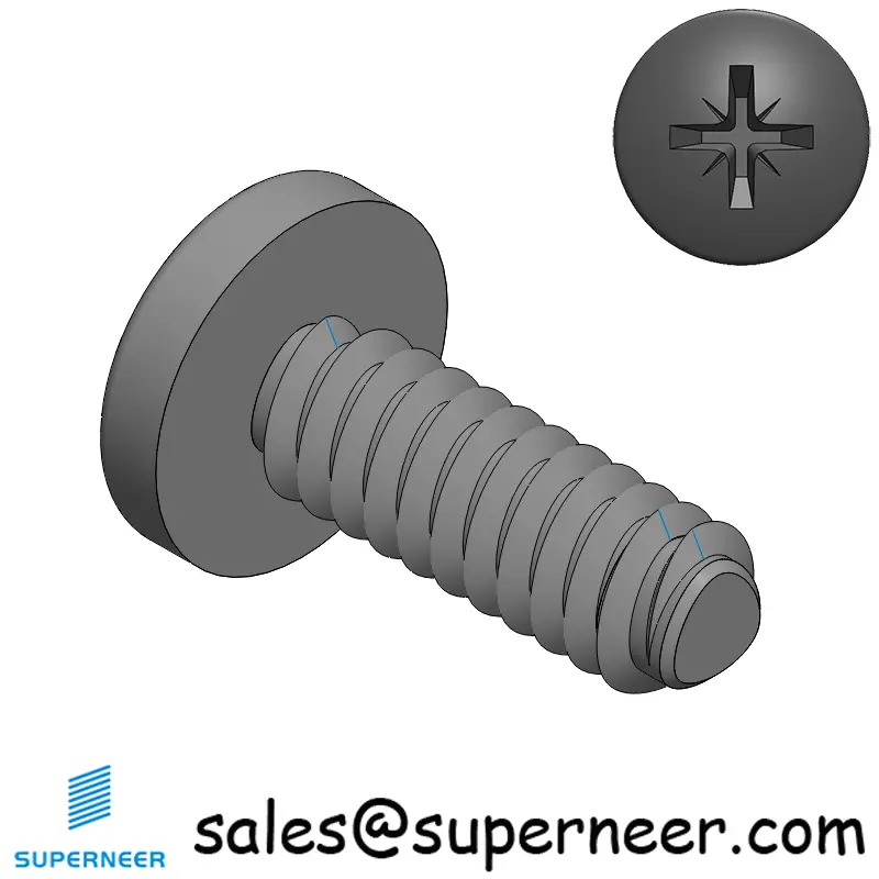 4-40 × 5/16 Pan Head Pozi Thread Forming  Screws for Metal  Steel Black
