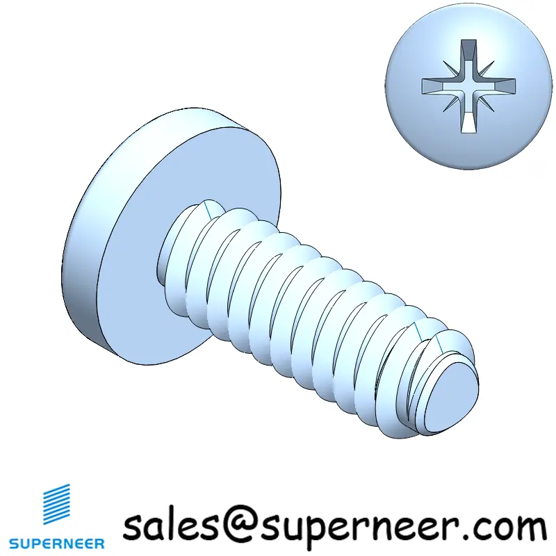 4-40 × 5/16 Pan Head Pozi Thread Forming  Screws for Metal  Steel Blue Zinc Plated