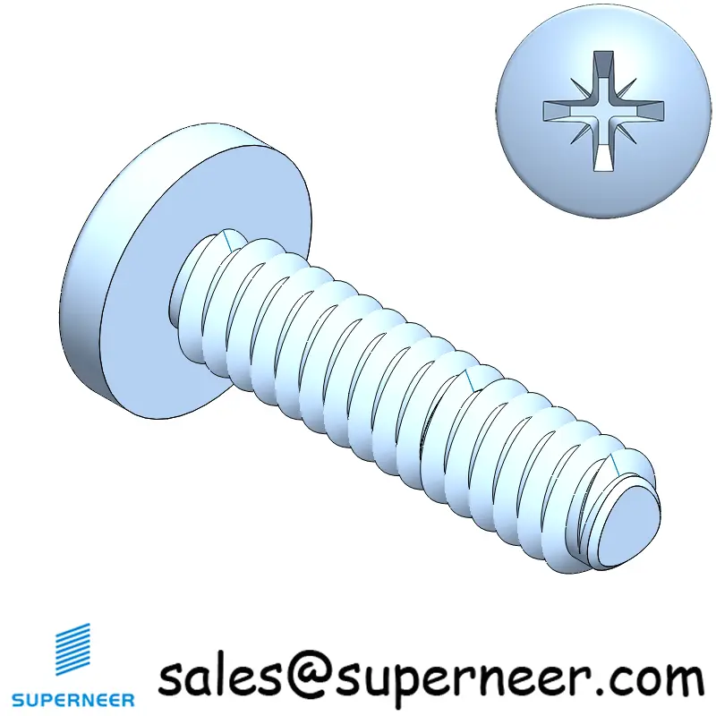 4-40 × 7/16 Pan Head Pozi Thread Forming  Screws for Metal  Steel Blue Zinc Plated
