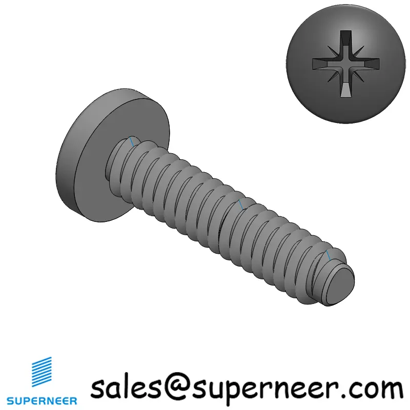4-40 × 1/2 Pan Head Pozi Thread Forming  Screws for Metal  Steel Black
