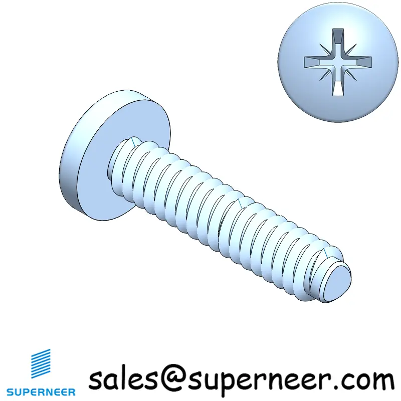 4-40 × 1/2 Pan Head Pozi Thread Forming  Screws for Metal  Steel Blue Zinc Plated