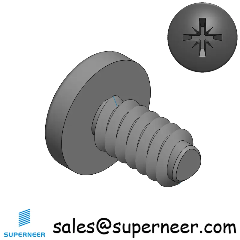 6-32 × 1/4 Pan Head Pozi Thread Forming  Screws for Metal  Steel Black