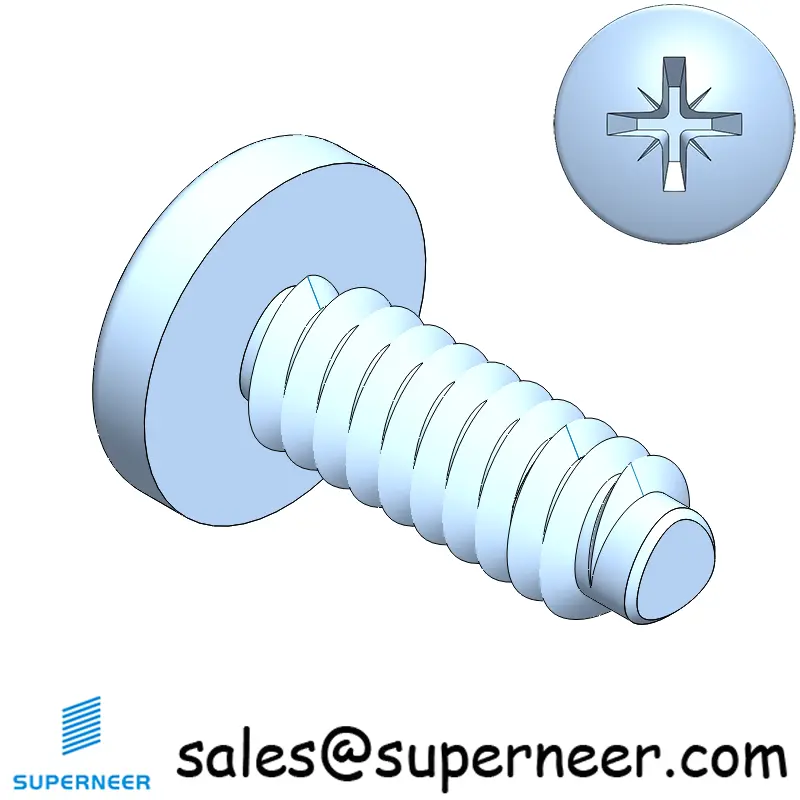 6-32 × 3/8 Pan Head Pozi Thread Forming  Screws for Metal  Steel Blue Zinc Plated