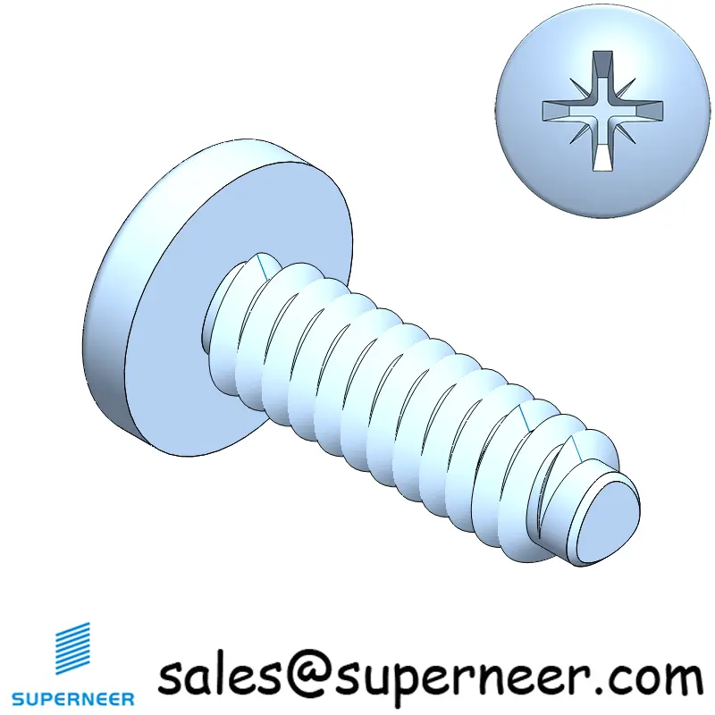 6-32 × 7/16 Pan Head Pozi Thread Forming  Screws for Metal  Steel Blue Zinc Plated