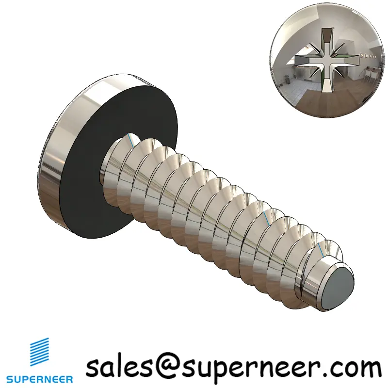 6-32 × 1/2 Pan Head Pozi Thread Forming  Screws for Metal  SUS304 Stainless Steel Inox