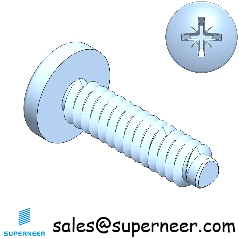 6-32 × 1/2 Pan Head Pozi Thread Forming  Screws for Metal  Steel Blue Zinc Plated