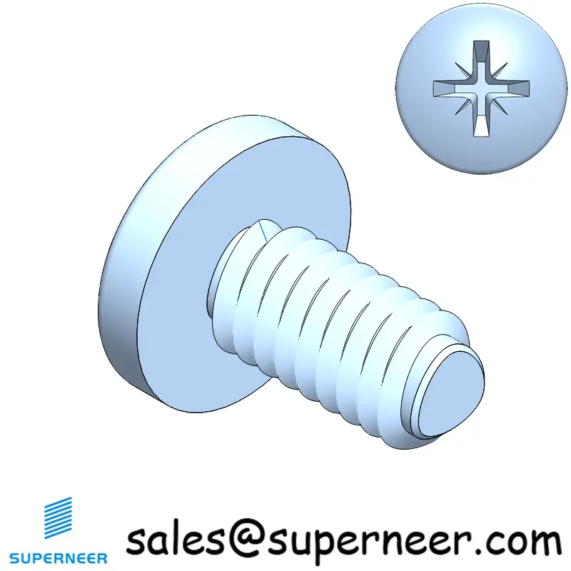 8-32 × 5/16 Pan Head Pozi Thread Forming  Screws for Metal  Steel Blue Zinc Plated