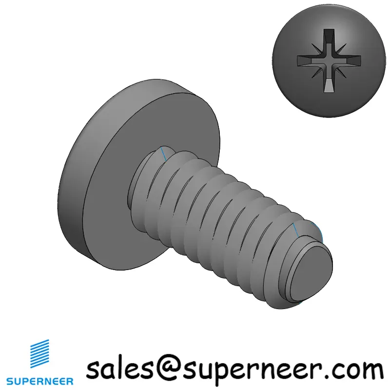 8-32 × 3/8 Pan Head Pozi Thread Forming  Screws for Metal  Steel Black