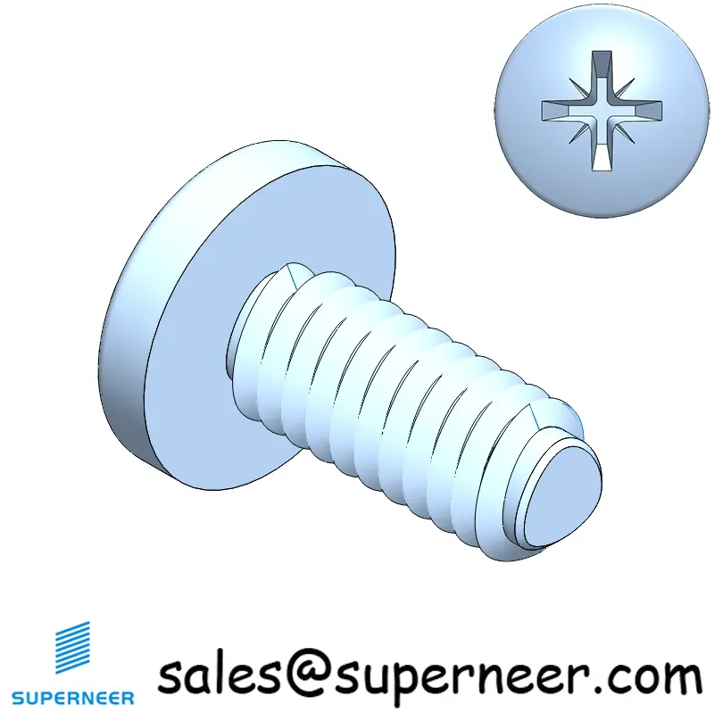 8-32 × 3/8 Pan Head Pozi Thread Forming  Screws for Metal  Steel Blue Zinc Plated