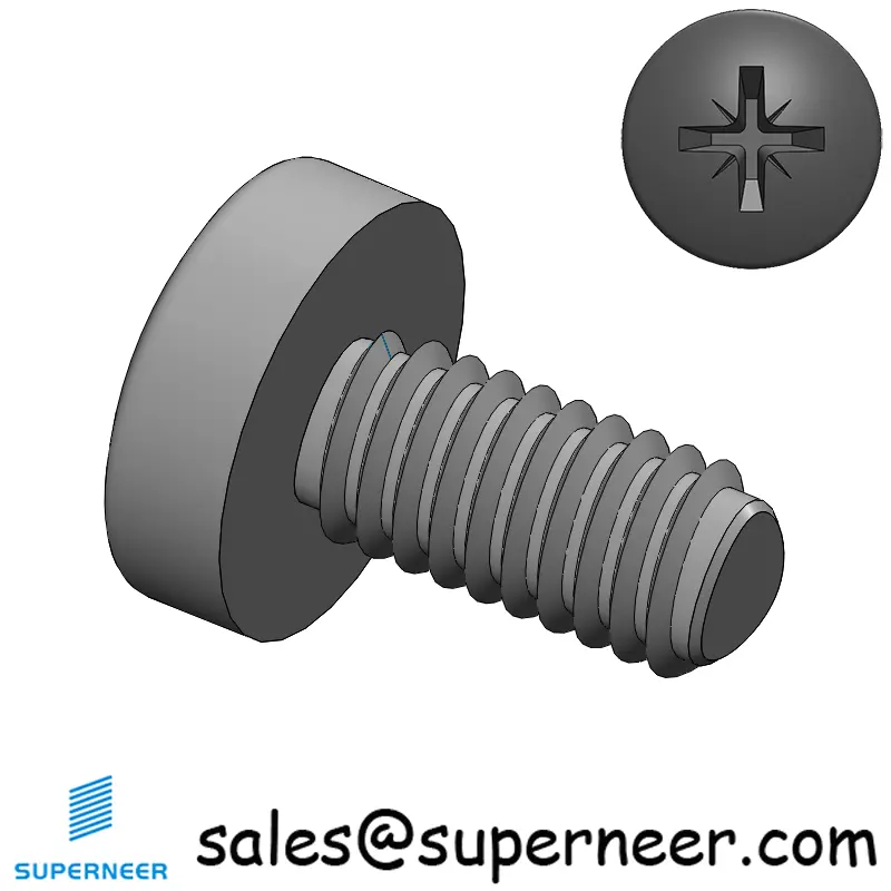 M2.5 × 5mm Pan Head Pozi Thread Forming Screws for Metal Steel Black
