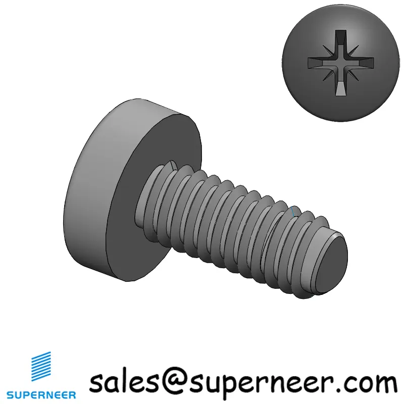 M2.5 × 6mm Pan Head Pozi Thread Forming Screws for Metal Steel Black