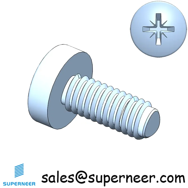 M2.5 × 6mm Pan Head Pozi Thread Forming Screws for Metal Steel Blue Zinc Plated