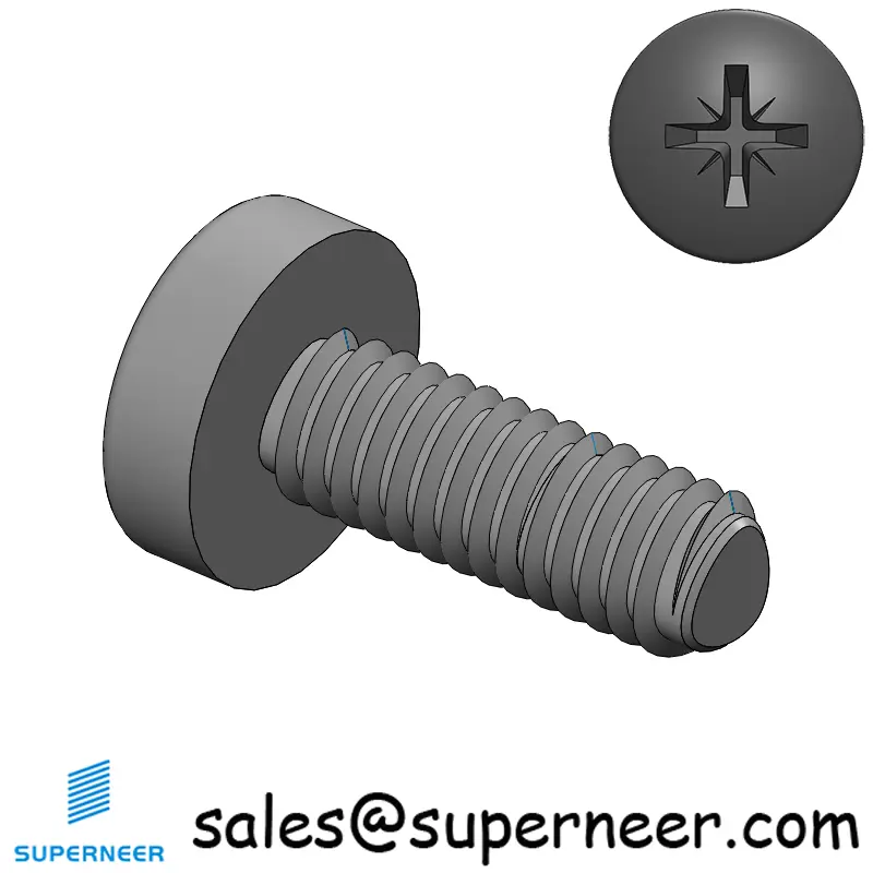 M2.5 × 7mm Pan Head Pozi Thread Forming Screws for Metal Steel Black