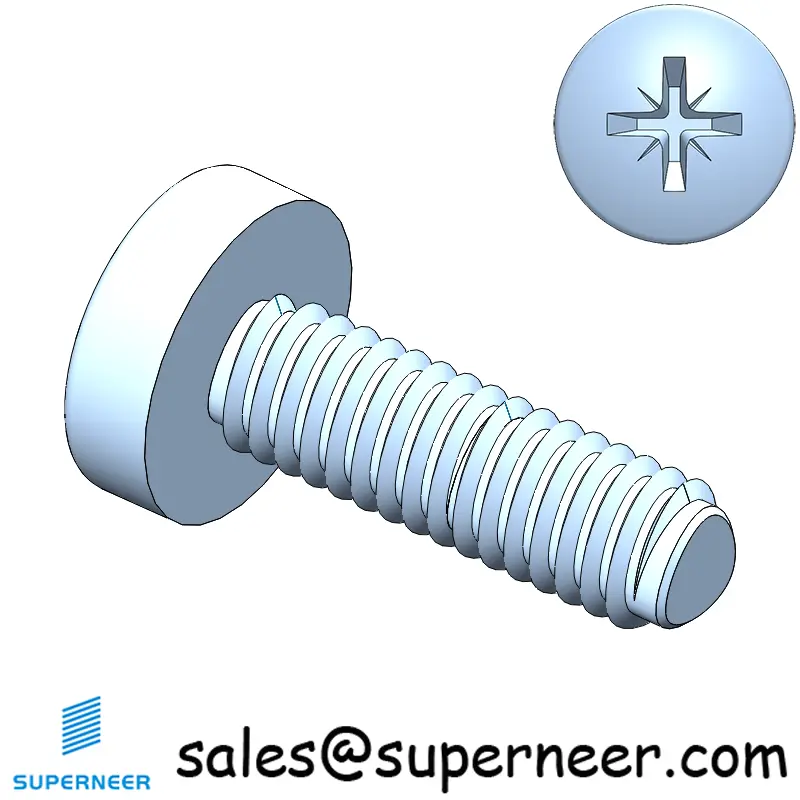 M2.5 × 8mm Pan Head Pozi Thread Forming Screws for Metal Steel Blue Zinc Plated