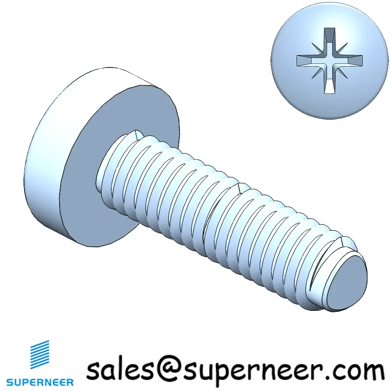M2.5 × 9mm Pan Head Pozi Thread Forming Screws for Metal Steel Blue Zinc Plated