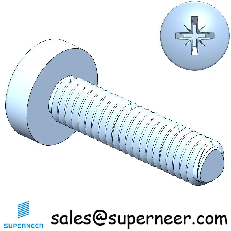 M2.5 × 10mm Pan Head Pozi Thread Forming Screws for Metal Steel Blue Zinc Plated