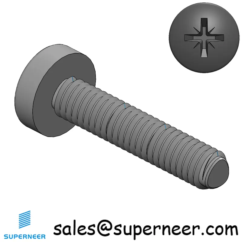 M2.5 × 12mm Pan Head Pozi Thread Forming Screws for Metal Steel Black