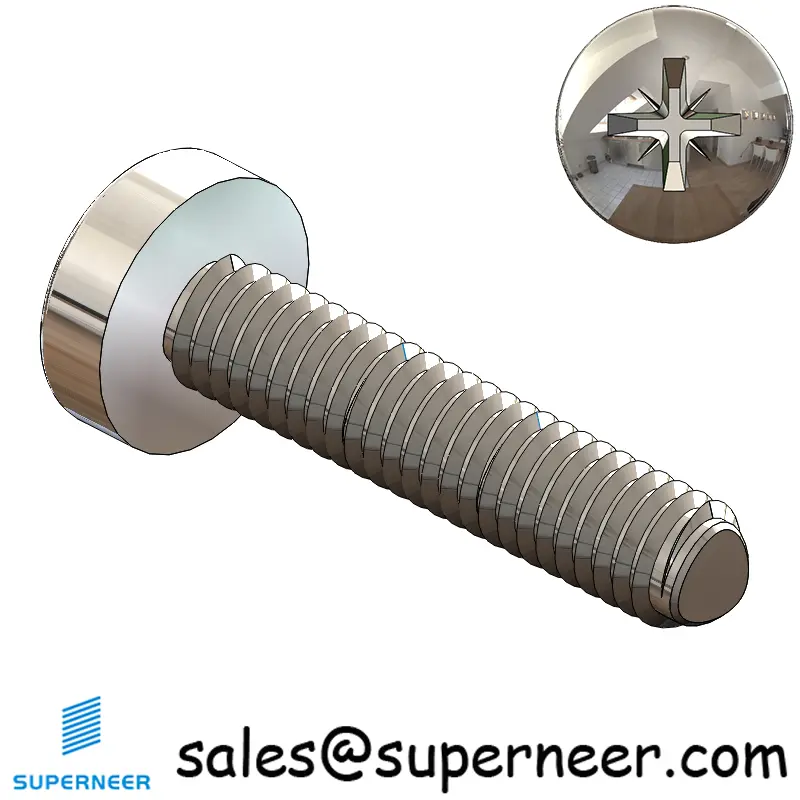 M2.5 × 12mm Pan Head Pozi Thread Forming Screws for Metal SUS304 Stainless Steel Inox