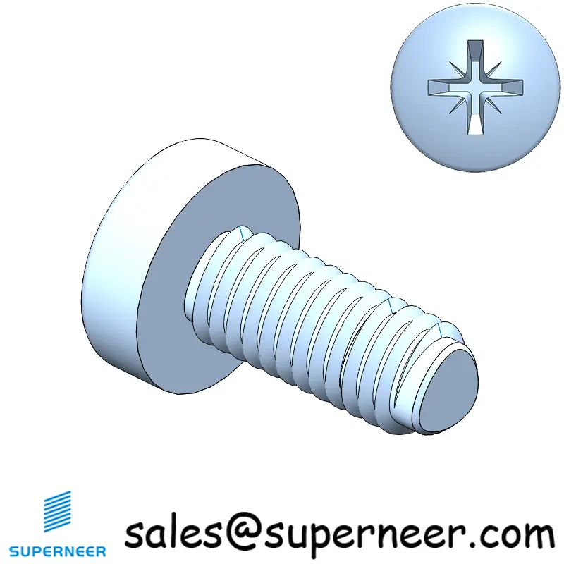M3 × 7mm Pan Head Pozi Thread Forming Screws for Metal Steel Blue Zinc Plated