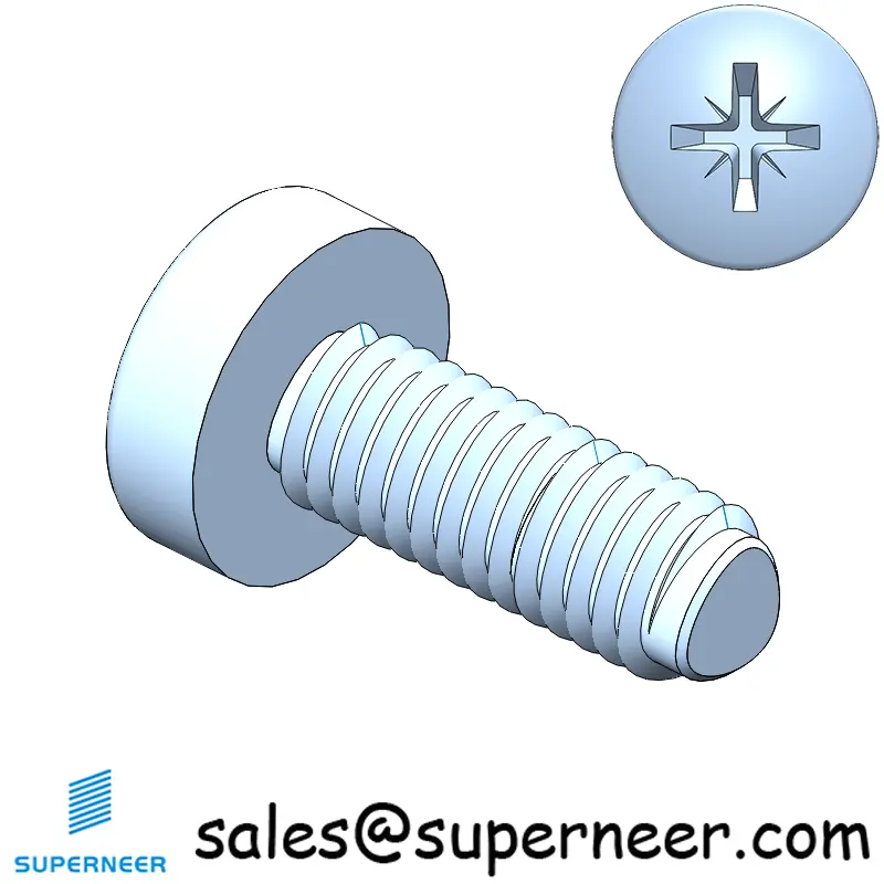 M3 × 8mm Pan Head Pozi Thread Forming Screws for Metal Steel Blue Zinc Plated