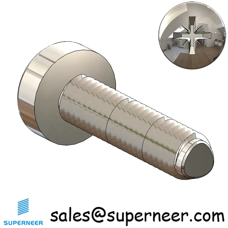 M3 × 12mm Pan Head Pozi Thread Forming Screws for Metal SUS304 Stainless Steel Inox