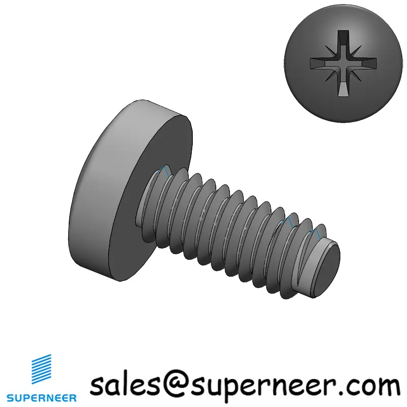 M4 × 9mm Pan Head Pozi Thread Forming Screws for Metal Steel Black