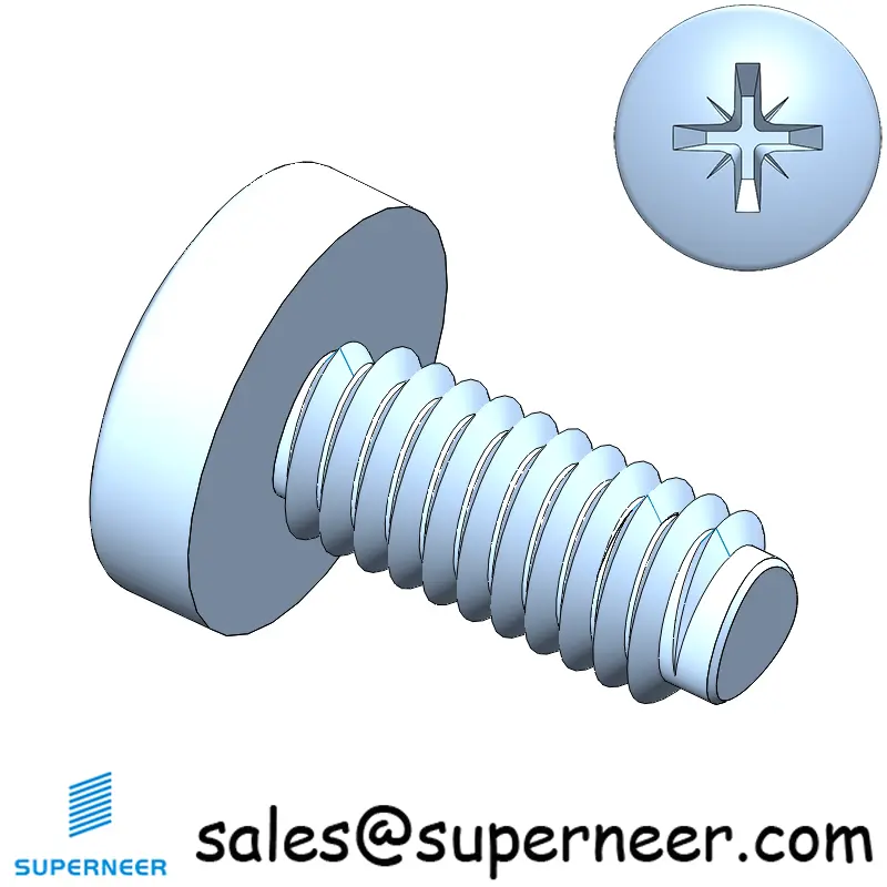 M4 × 9mm Pan Head Pozi Thread Forming Screws for Metal Steel Blue Zinc Plated