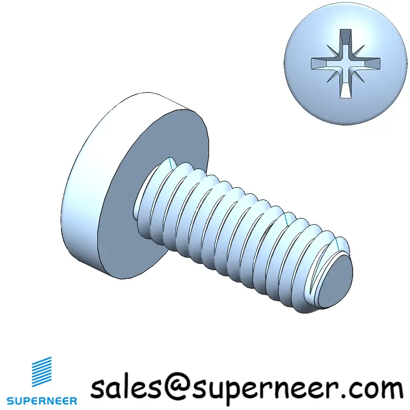 M4 × 10mm Pan Head Pozi Thread Forming Screws for Metal Steel Blue Zinc Plated