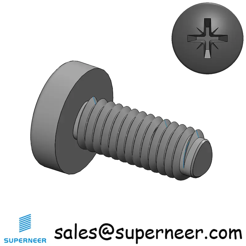 M5 × 12mm Pan Head Pozi Thread Forming Screws for Metal Steel Black