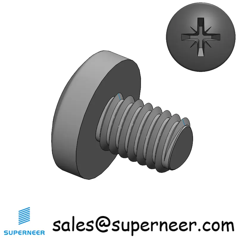 M6 × 8mm Pan Head Pozi Thread Forming Screws for Metal Steel Black