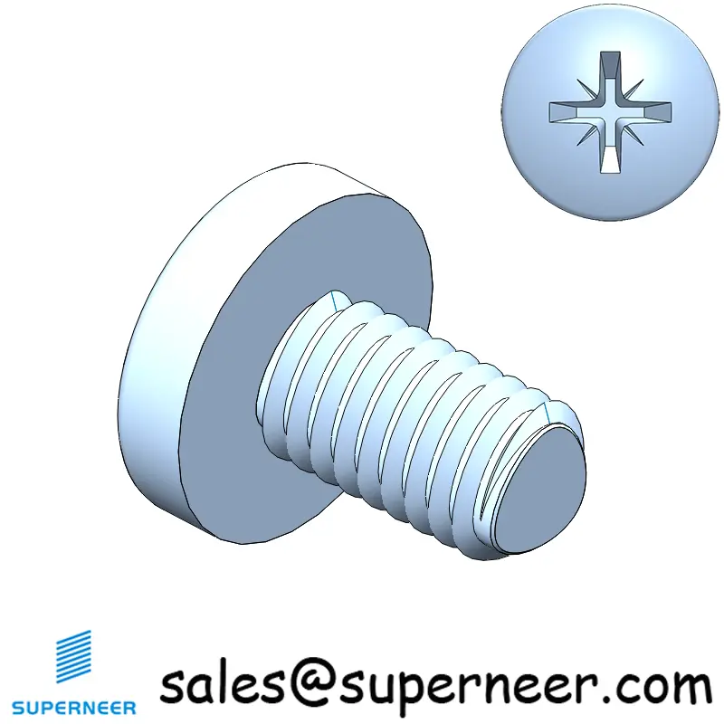 M6 × 10mm Pan Head Pozi Thread Forming Screws for Metal Steel Blue Zinc Plated